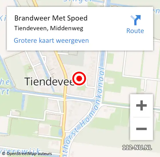 Locatie op kaart van de 112 melding: Brandweer Met Spoed Naar Tiendeveen, Middenweg op 21 september 2021 07:19