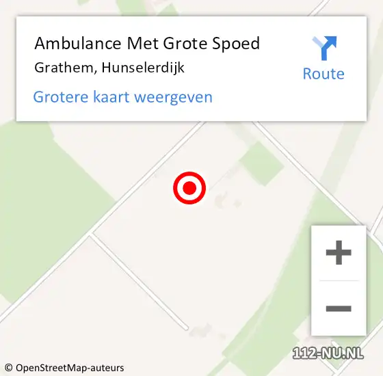 Locatie op kaart van de 112 melding: Ambulance Met Grote Spoed Naar Grathem, Hunselerdijk op 21 september 2021 07:48