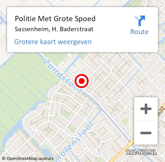 Locatie op kaart van de 112 melding: Politie Met Grote Spoed Naar Sassenheim, H. Baderstraat op 21 september 2021 08:05