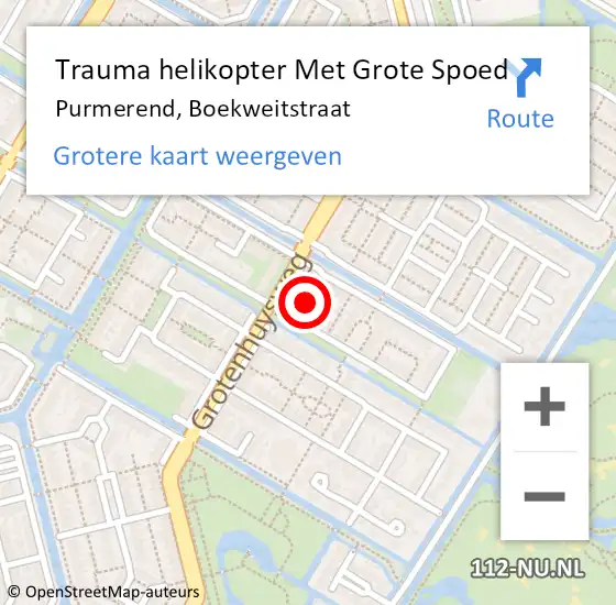 Locatie op kaart van de 112 melding: Trauma helikopter Met Grote Spoed Naar Purmerend, Boekweitstraat op 21 september 2021 08:17