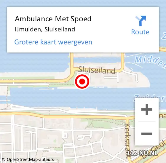 Locatie op kaart van de 112 melding: Ambulance Met Spoed Naar IJmuiden, Sluiseiland op 21 september 2021 08:27