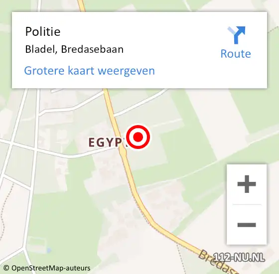 Locatie op kaart van de 112 melding: Politie Bladel, Bredasebaan op 21 september 2021 08:35