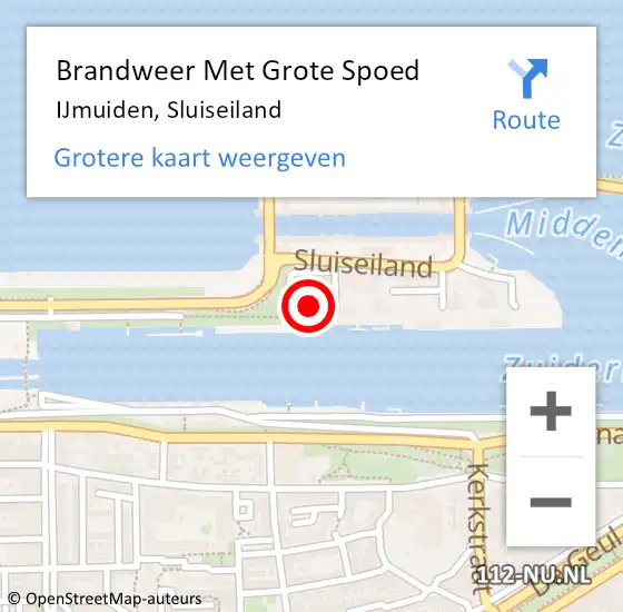 Locatie op kaart van de 112 melding: Brandweer Met Grote Spoed Naar IJmuiden, Sluiseiland op 21 september 2021 08:36