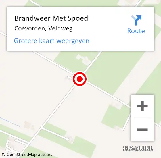 Locatie op kaart van de 112 melding: Brandweer Met Spoed Naar Coevorden, Veldweg op 23 juni 2014 16:23