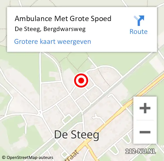 Locatie op kaart van de 112 melding: Ambulance Met Grote Spoed Naar De Steeg, Bergdwarsweg op 23 juni 2014 16:23