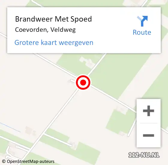 Locatie op kaart van de 112 melding: Brandweer Met Spoed Naar Coevorden, Veldweg op 23 juni 2014 16:24