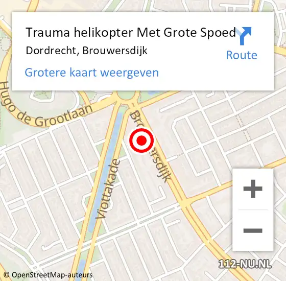 Locatie op kaart van de 112 melding: Trauma helikopter Met Grote Spoed Naar Dordrecht, Brouwersdijk op 21 september 2021 09:07