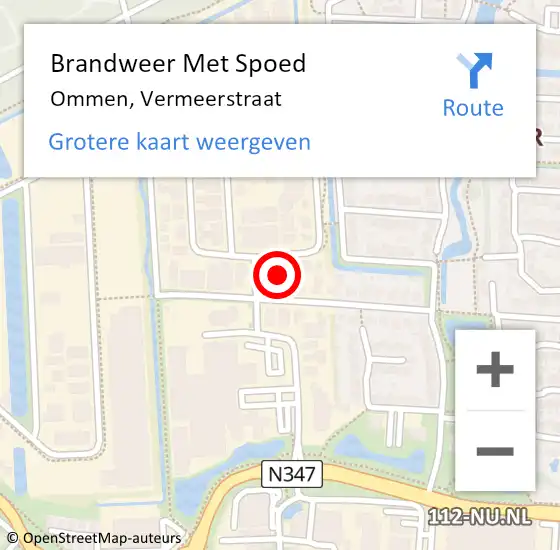 Locatie op kaart van de 112 melding: Brandweer Met Spoed Naar Ommen, Vermeerstraat op 21 september 2021 09:15