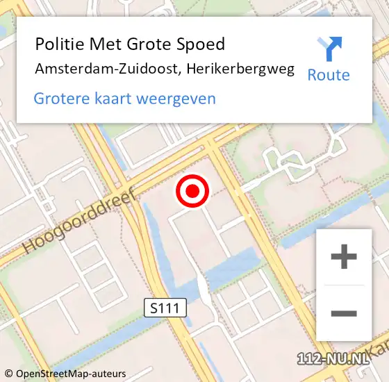 Locatie op kaart van de 112 melding: Politie Met Grote Spoed Naar Amsterdam-Zuidoost, Herikerbergweg op 21 september 2021 09:22