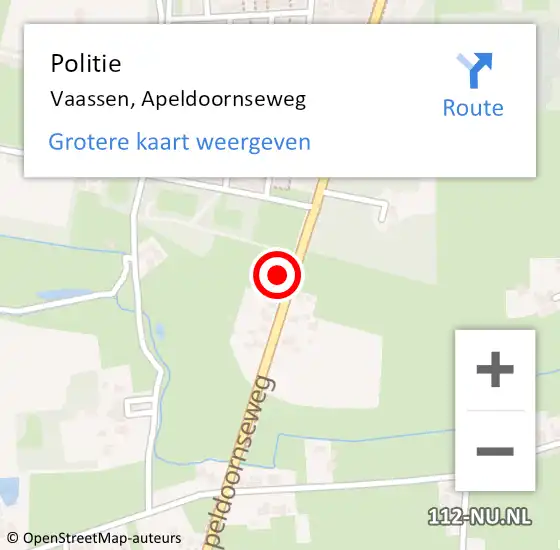 Locatie op kaart van de 112 melding: Politie Vaassen, Apeldoornseweg op 21 september 2021 09:37