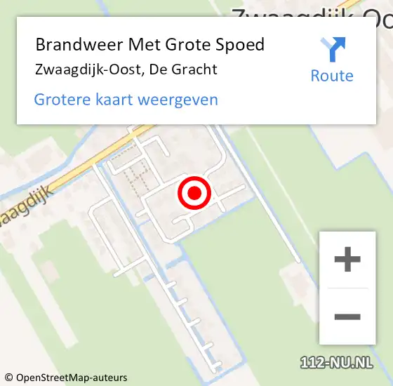 Locatie op kaart van de 112 melding: Brandweer Met Grote Spoed Naar Zwaagdijk-Oost, De Gracht op 21 september 2021 09:58