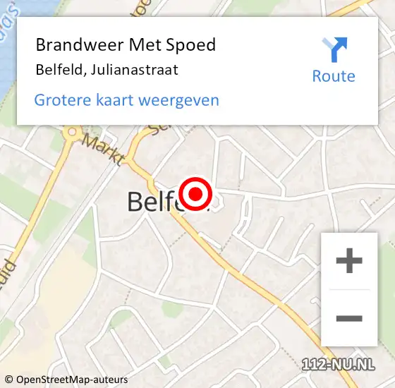 Locatie op kaart van de 112 melding: Brandweer Met Spoed Naar Belfeld, Julianastraat op 21 september 2021 10:05