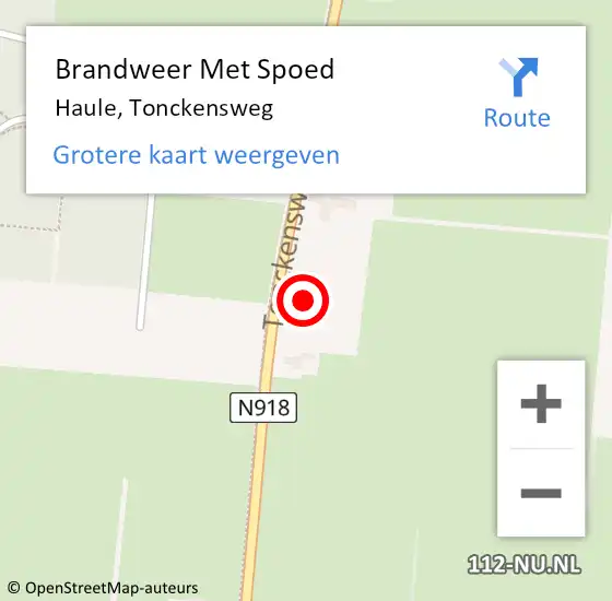 Locatie op kaart van de 112 melding: Brandweer Met Spoed Naar Haule, Tonckensweg op 21 september 2021 10:12