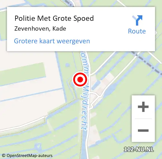 Locatie op kaart van de 112 melding: Politie Met Grote Spoed Naar Zevenhoven, Kade op 21 september 2021 10:14