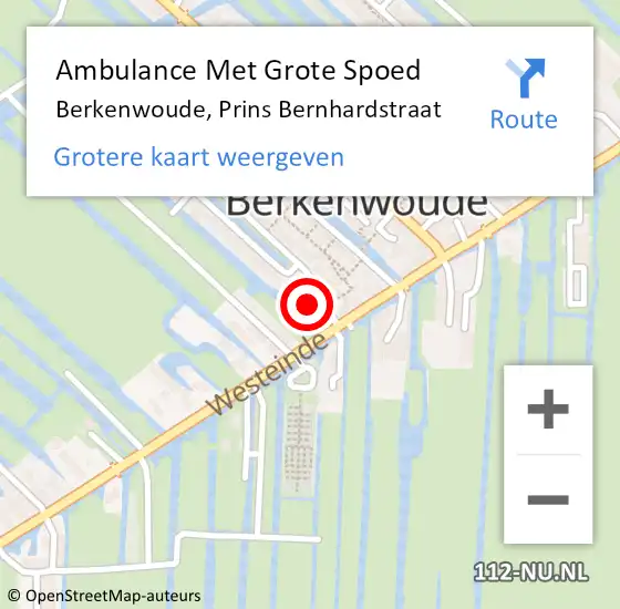 Locatie op kaart van de 112 melding: Ambulance Met Grote Spoed Naar Berkenwoude, Prins Bernhardstraat op 21 september 2021 10:22