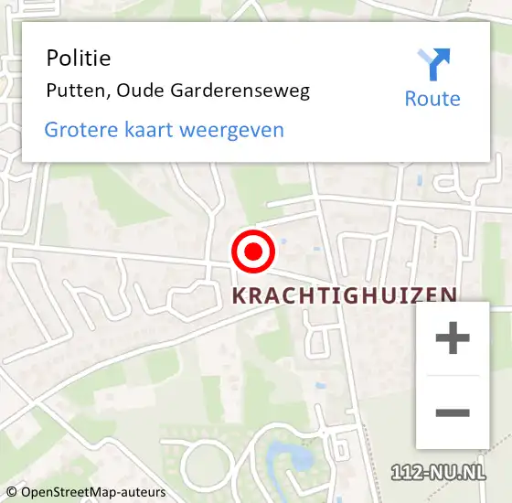 Locatie op kaart van de 112 melding: Politie Putten, Oude Garderenseweg op 21 september 2021 10:52