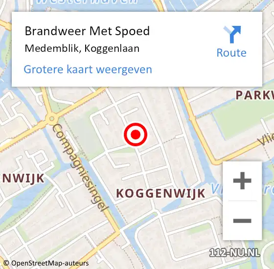 Locatie op kaart van de 112 melding: Brandweer Met Spoed Naar Medemblik, Koggenlaan op 21 september 2021 11:00