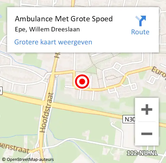 Locatie op kaart van de 112 melding: Ambulance Met Grote Spoed Naar Epe, Willem Dreeslaan op 23 juni 2014 16:37