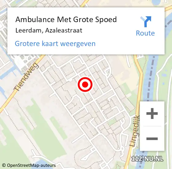 Locatie op kaart van de 112 melding: Ambulance Met Grote Spoed Naar Leerdam, Azaleastraat op 21 september 2021 11:51