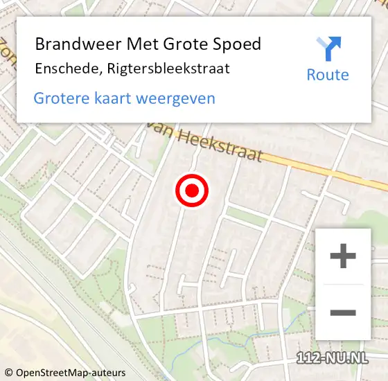 Locatie op kaart van de 112 melding: Brandweer Met Grote Spoed Naar Enschede, Rigtersbleekstraat op 21 september 2021 12:21