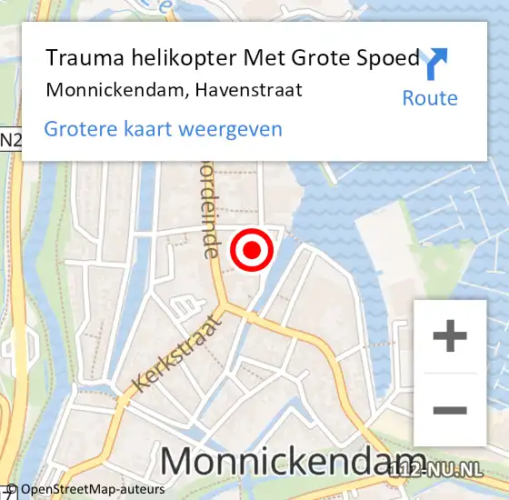 Locatie op kaart van de 112 melding: Trauma helikopter Met Grote Spoed Naar Monnickendam, Havenstraat op 21 september 2021 12:58