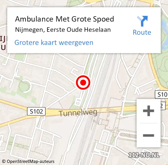 Locatie op kaart van de 112 melding: Ambulance Met Grote Spoed Naar Nijmegen, Eerste Oude Heselaan op 21 september 2021 13:00