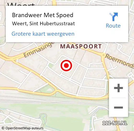 Locatie op kaart van de 112 melding: Brandweer Met Spoed Naar Weert, Sint Hubertusstraat op 21 september 2021 13:06