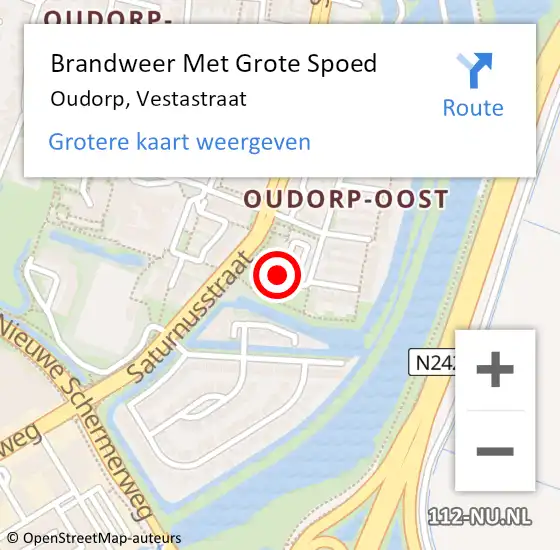 Locatie op kaart van de 112 melding: Brandweer Met Grote Spoed Naar Oudorp, Vestastraat op 21 september 2021 13:10