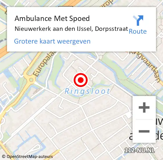 Locatie op kaart van de 112 melding: Ambulance Met Spoed Naar Nieuwerkerk aan den IJssel, Dorpsstraat op 21 september 2021 13:15