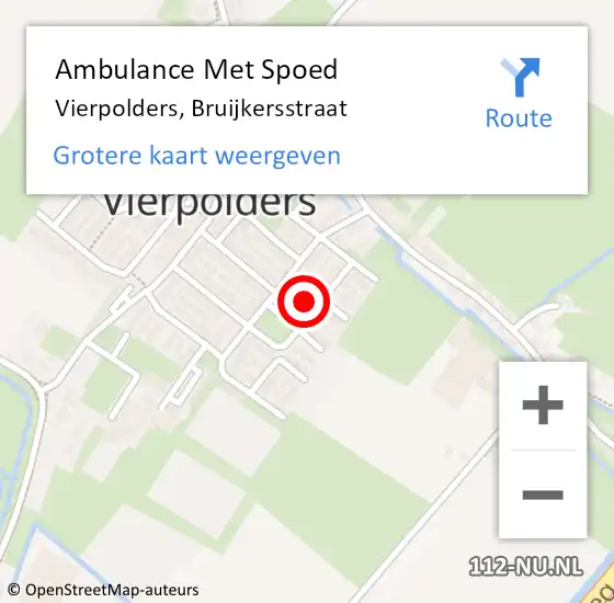 Locatie op kaart van de 112 melding: Ambulance Met Spoed Naar Vierpolders, Bruijkersstraat op 21 september 2021 13:20