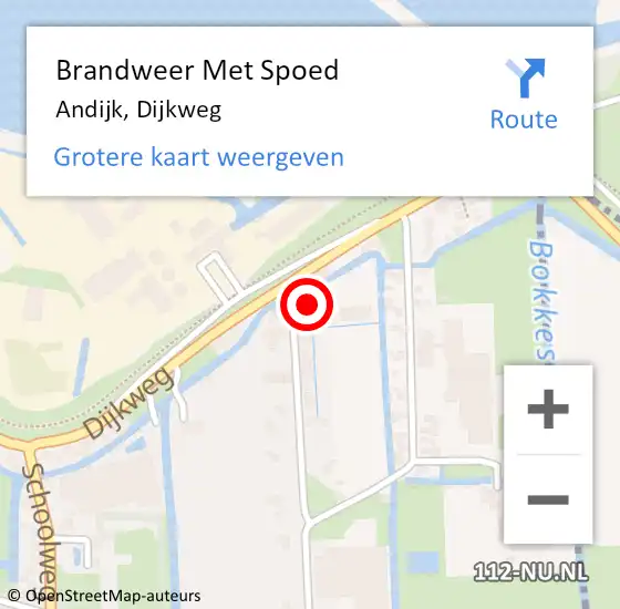 Locatie op kaart van de 112 melding: Brandweer Met Spoed Naar Andijk, Dijkweg op 21 september 2021 13:31