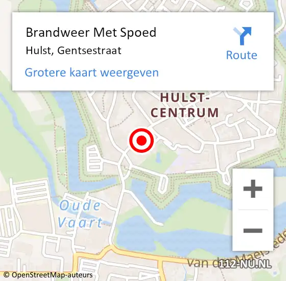 Locatie op kaart van de 112 melding: Brandweer Met Spoed Naar Hulst, Gentsestraat op 21 september 2021 13:41
