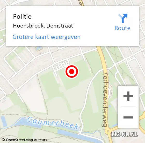 Locatie op kaart van de 112 melding: Politie Hoensbroek, Demstraat op 21 september 2021 13:56