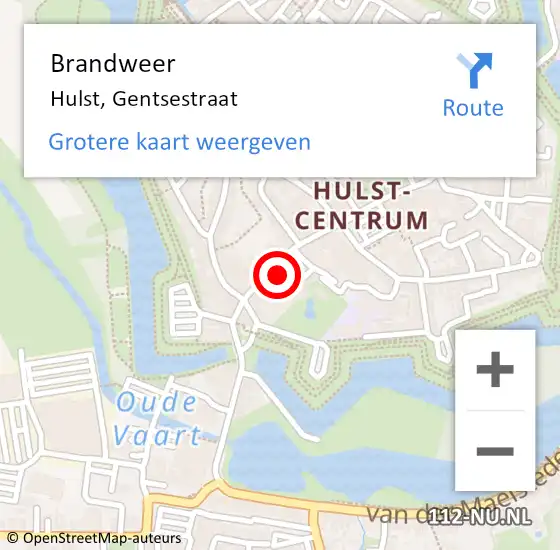 Locatie op kaart van de 112 melding: Brandweer Hulst, Gentsestraat op 21 september 2021 14:08