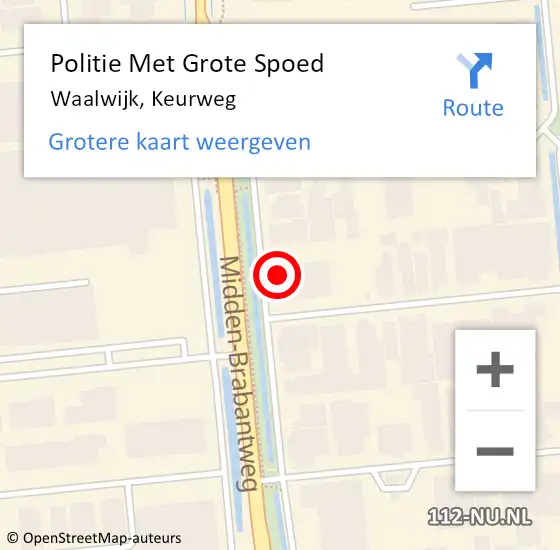 Locatie op kaart van de 112 melding: Politie Met Grote Spoed Naar Waalwijk, Keurweg op 21 september 2021 14:09