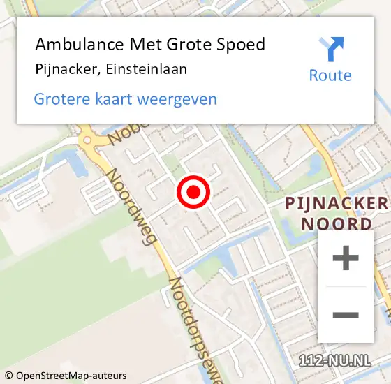 Locatie op kaart van de 112 melding: Ambulance Met Grote Spoed Naar Pijnacker, Einsteinlaan op 21 september 2021 14:22