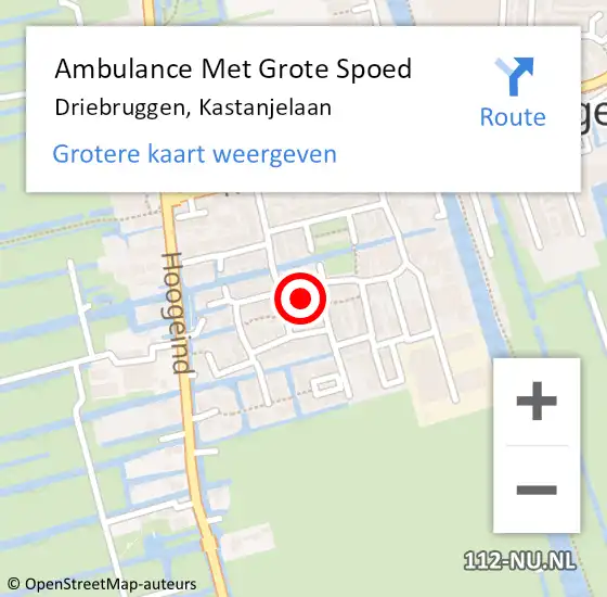 Locatie op kaart van de 112 melding: Ambulance Met Grote Spoed Naar Driebruggen, Kastanjelaan op 21 september 2021 14:24