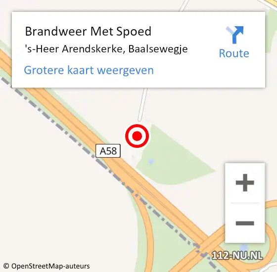 Locatie op kaart van de 112 melding: Brandweer Met Spoed Naar 's-Heer Arendskerke, Baalsewegje op 21 september 2021 14:28