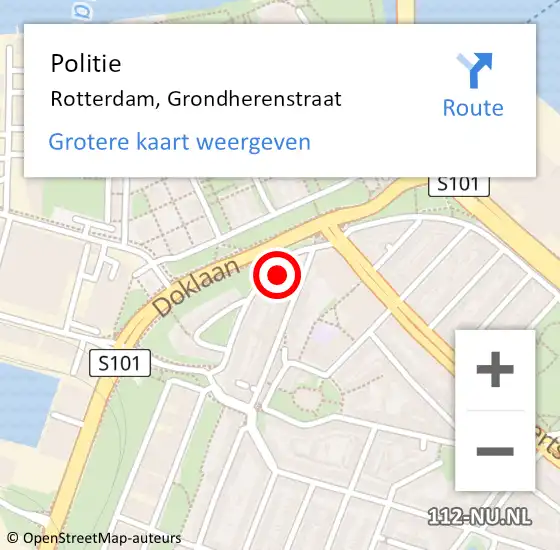 Locatie op kaart van de 112 melding: Politie Rotterdam, Grondherenstraat op 21 september 2021 14:40