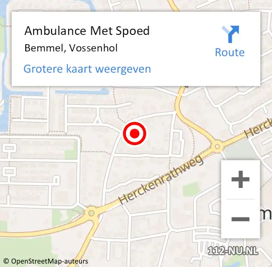 Locatie op kaart van de 112 melding: Ambulance Met Spoed Naar Bemmel, Vossenhol op 21 september 2021 14:45