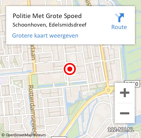 Locatie op kaart van de 112 melding: Politie Met Grote Spoed Naar Schoonhoven, Edelsmidsdreef op 21 september 2021 14:52