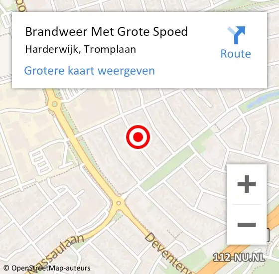Locatie op kaart van de 112 melding: Brandweer Met Grote Spoed Naar Harderwijk, Tromplaan op 21 september 2021 15:00