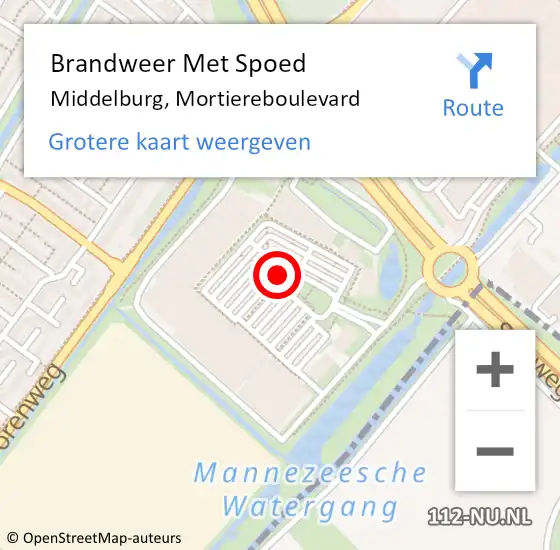 Locatie op kaart van de 112 melding: Brandweer Met Spoed Naar Middelburg, Mortiereboulevard op 21 september 2021 15:14