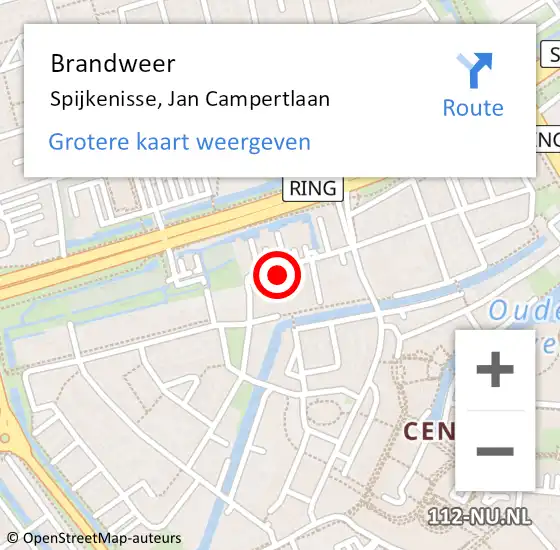 Locatie op kaart van de 112 melding: Brandweer Spijkenisse, Jan Campertlaan op 21 september 2021 15:21