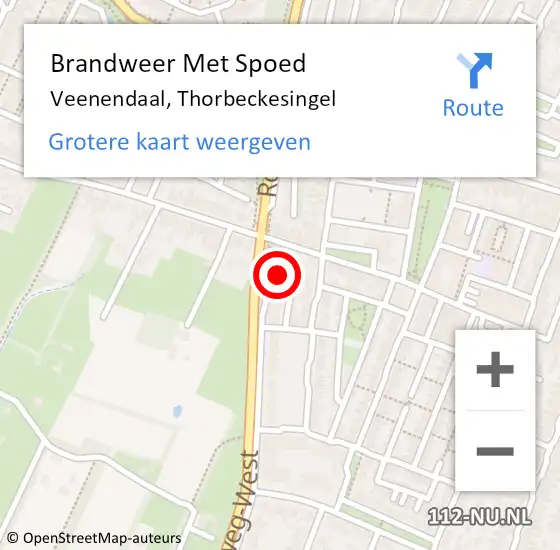 Locatie op kaart van de 112 melding: Brandweer Met Spoed Naar Veenendaal, Thorbeckesingel op 21 september 2021 15:21