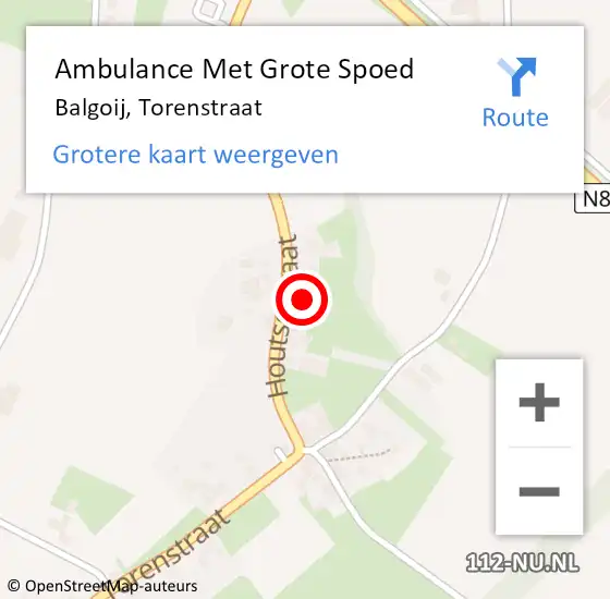 Locatie op kaart van de 112 melding: Ambulance Met Grote Spoed Naar Balgoij, Torenstraat op 21 september 2021 15:23