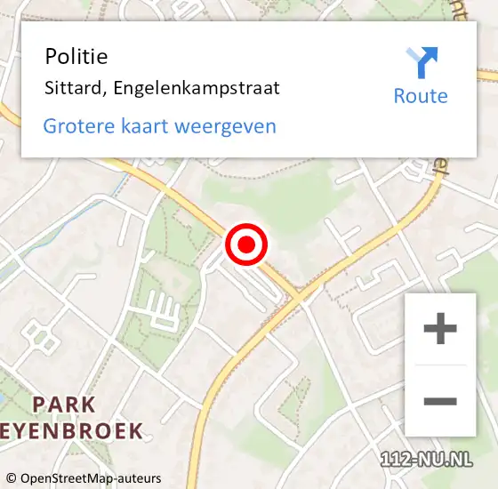 Locatie op kaart van de 112 melding: Politie Sittard, Engelenkampstraat op 21 september 2021 15:28