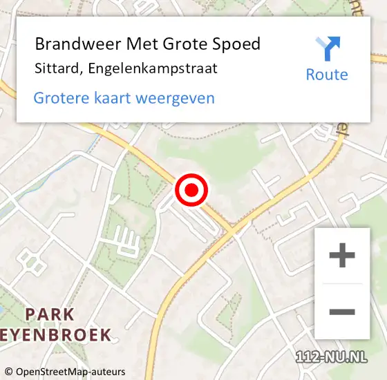 Locatie op kaart van de 112 melding: Brandweer Met Grote Spoed Naar Sittard, Engelenkampstraat op 21 september 2021 15:30