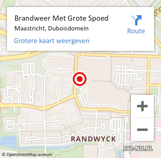 Locatie op kaart van de 112 melding: Brandweer Met Grote Spoed Naar Maastricht, Duboisdomein op 21 september 2021 15:52