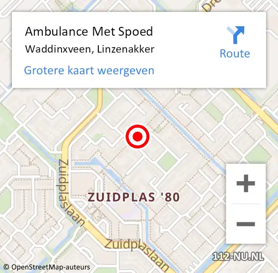 Locatie op kaart van de 112 melding: Ambulance Met Spoed Naar Waddinxveen, Linzenakker op 21 september 2021 15:56